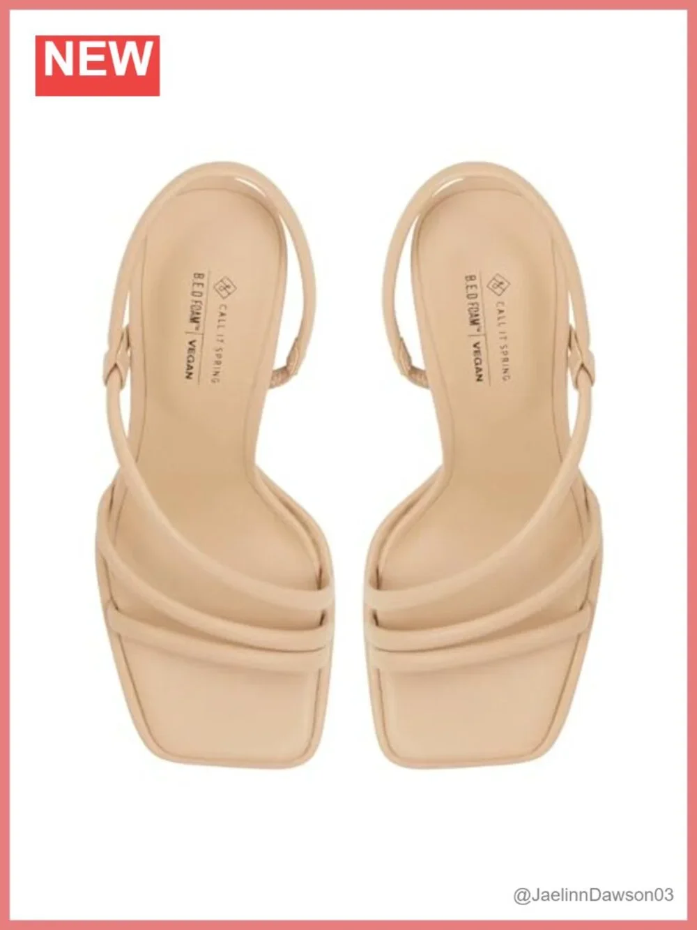 Luxe Vegan Strappy Block Heel Sandals Square Toe Slip On